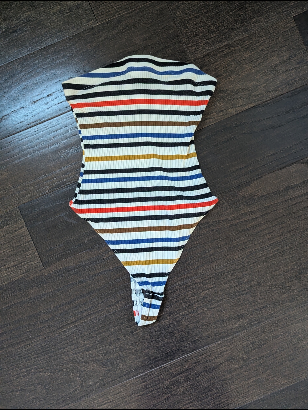 Striped Ribbed One-Piece.Body Suit in Multi-Color